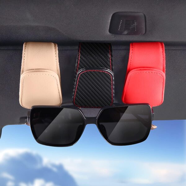 AICEL Sunglasses Holders for Car Sun Visor, Leather Eyeglasses Hanger Mounter, Magnetic Glasses Holder and Ticket Card Clip, Auto Interior Accessories Universal for SUV Pickup Truck - Image 6