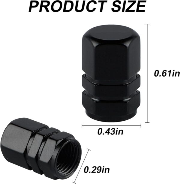 Alpmosn Aluminum Tire Stem Valve Caps Wheel Valve Covers Car Dustproof Tire Cap Cover Accessories, Universal for SUV, Car, Bike and Motorcycle, Hexagon Shape (4PCS Black) - Image 2