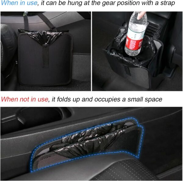 Fekey&JF Foldable Car Trash Can, Hanging Waterproof Leakproof Trash Can Storage Bag for Car with Large Capacity, Car Interior Accessories (Large) - Image 4