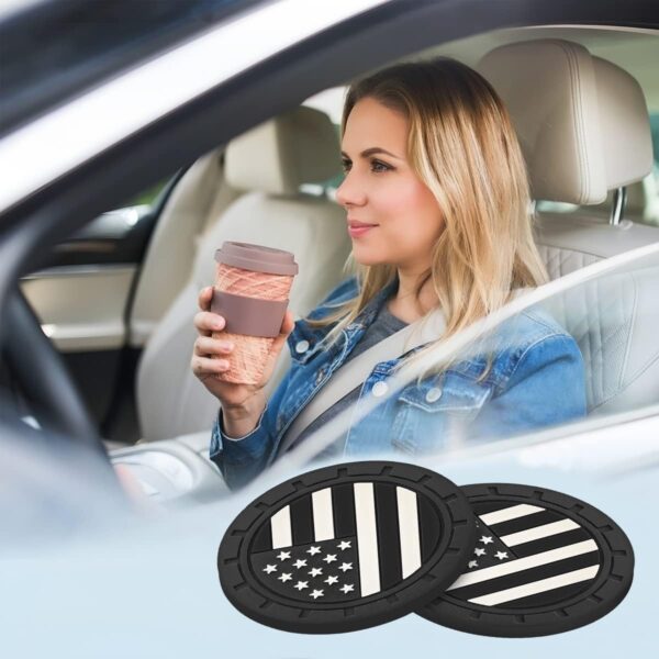 AUCELI 4 Pack Car Cup Holder Coasters, Colored American Flag US Flag Insert Car Cup Coaster, 2.75 Inch Anti Slip Shockproof Embedded Drink Mat, Vehicle Interior Decor Accessories - Image 5