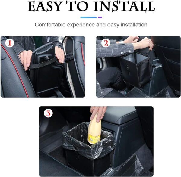 Fekey&JF Foldable Car Trash Can, Hanging Waterproof Leakproof Trash Can Storage Bag for Car with Large Capacity, Car Interior Accessories (Large) - Image 5