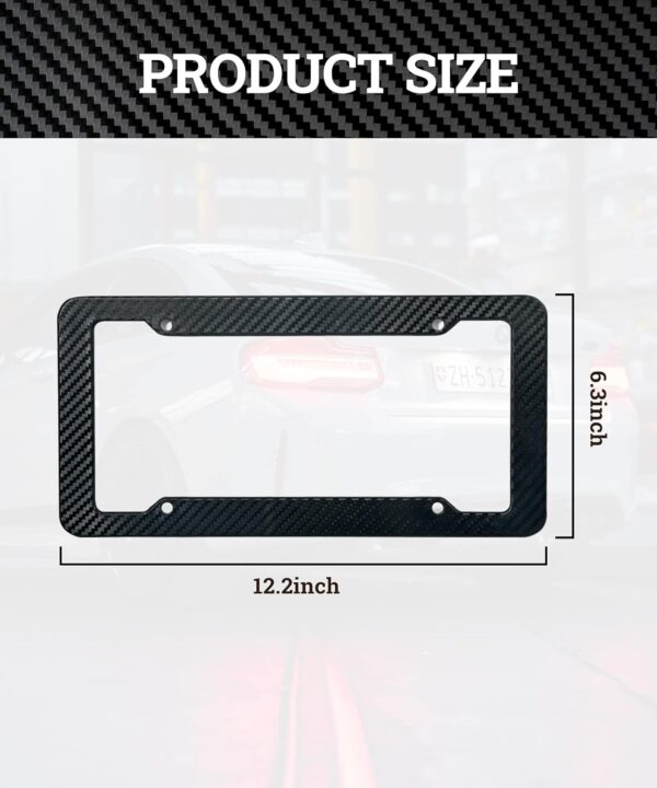 Zlirfy 2 Pack Carbon Fiber License Plate Frame,Car Plate Frame Front and Rear Slim Thin License Plate Cover,Car Tag Cover with Fasteners and Screws,Universal License Plate Holder Car Tag Holder - Image 4