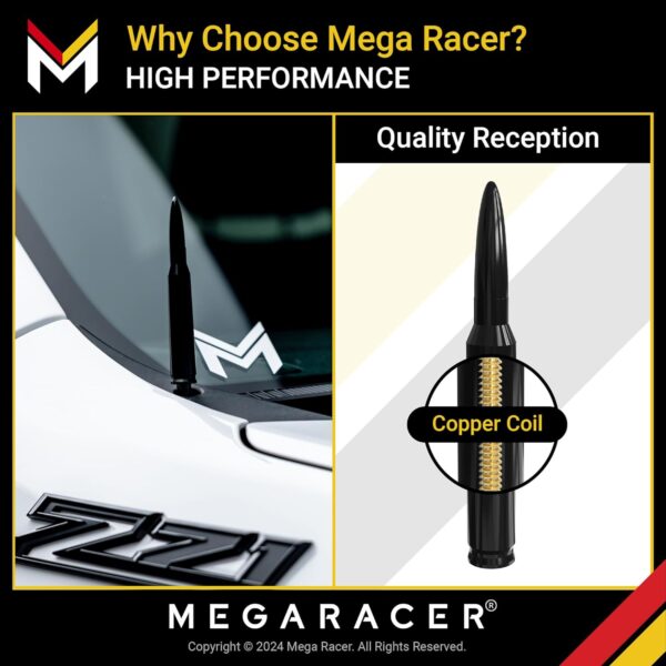 Mega Racer Black Antenna for Truck - 1999-2024 Chevrolet Silverado GMC Sierra Truck Antenna, 5.5" Short Car Antenna Replacement, Antennas, Chevy Silverado 1500 Accessories, GMC Truck Accessories - Image 7