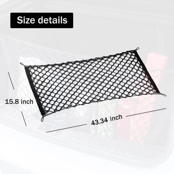 Amiss Cargo Net Stretchable. Adjustable Elastic Trunk Storage Net with Hook for SUVs, Cars and Trucks, Car Exterior Accessories (43.3x15.8 Inch) - Image 3