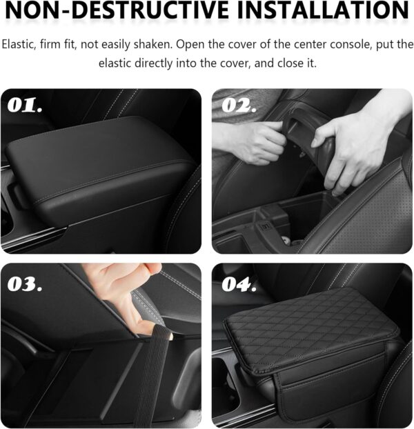 Upgraded Car Center Console Cover,Microfiber Leather Car Armrest Cover Cushion with 2 Storage Bags,Universal Car Armrest Storage Box Car Interior Accessories for Most Vehicles (Gray) - Image 5