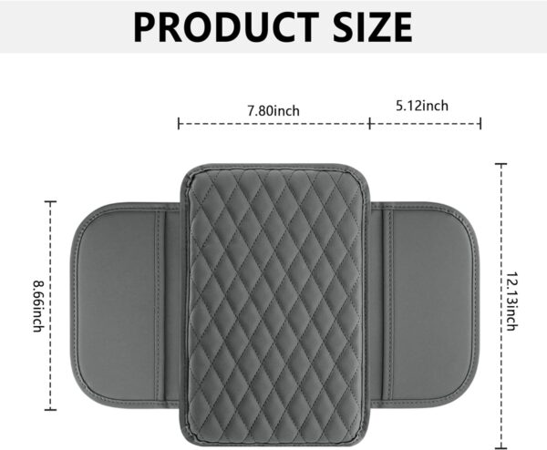 Upgraded Car Center Console Cover,Microfiber Leather Car Armrest Cover Cushion with 2 Storage Bags,Universal Car Armrest Storage Box Car Interior Accessories for Most Vehicles (Gray) - Image 2