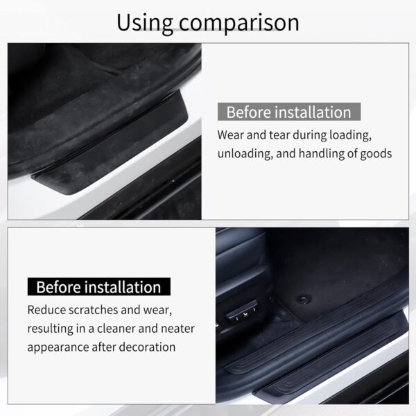 SINGARO Car Door Threshold Protection, 4PCS Door Edge Step Dust Shield Cover, Door Width 23.6x2.36inch Car/SUV Universal Rubber Scratch Resistant Exterior Accessories (Black) - Image 5