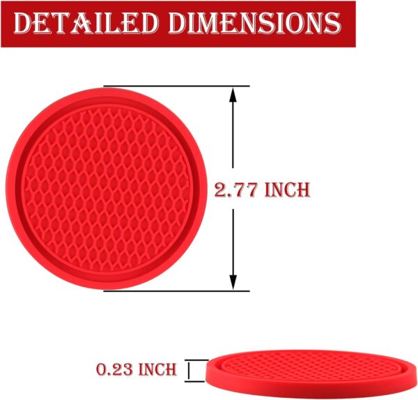 SINGARO Car Cup Coaster, 4PCS Universal Non-Slip Cup Holders Embedded in Ornaments Coaster, Car Interior Accessories, Red - Image 2