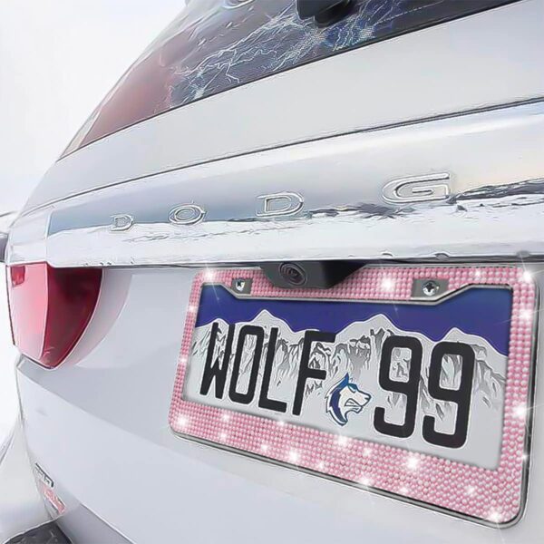 Bling Car License Plate Frame, Handcrafted Crystal Stainless Steel, Sparkly, Durable, Universal Fit, Car Accessories for Girls, Women (Pink) - Image 6