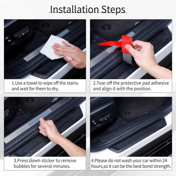 SINGARO Car Door Threshold Protection, 4PCS Door Edge Step Dust Shield Cover, Door Width 23.6x2.36inch Car/SUV Universal Rubber Scratch Resistant Exterior Accessories (Black) - Image 4