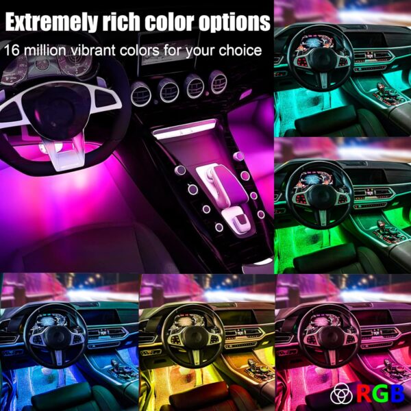 LivTee Smart RGB LED Interior Lights, 2 Lines Design with USB Port, App Control, Music Mode and DIY Mode, Car Accessories Gifts for Women Men - Image 2