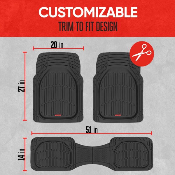 Motor Trend FlexTough Floor Mats for Cars, Deep Dish All-Weather Mats, Waterproof Trim-To Fit Automotive Floor Mats for Cars Trucks SUV, Universal Floor Liner Car Accessories, Black, Full Set - Image 7