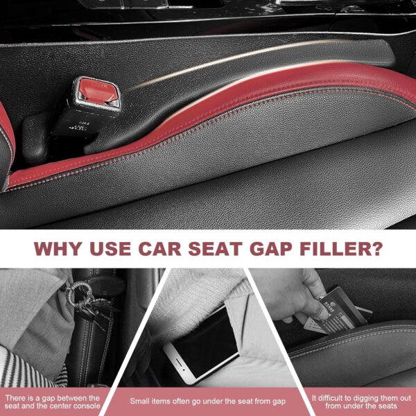 Seat Gap Filler Universal Fit Car SUV to Fill The Gaps Between Seat and Console Blocker Stopper Pack of 2 Black - Image 2